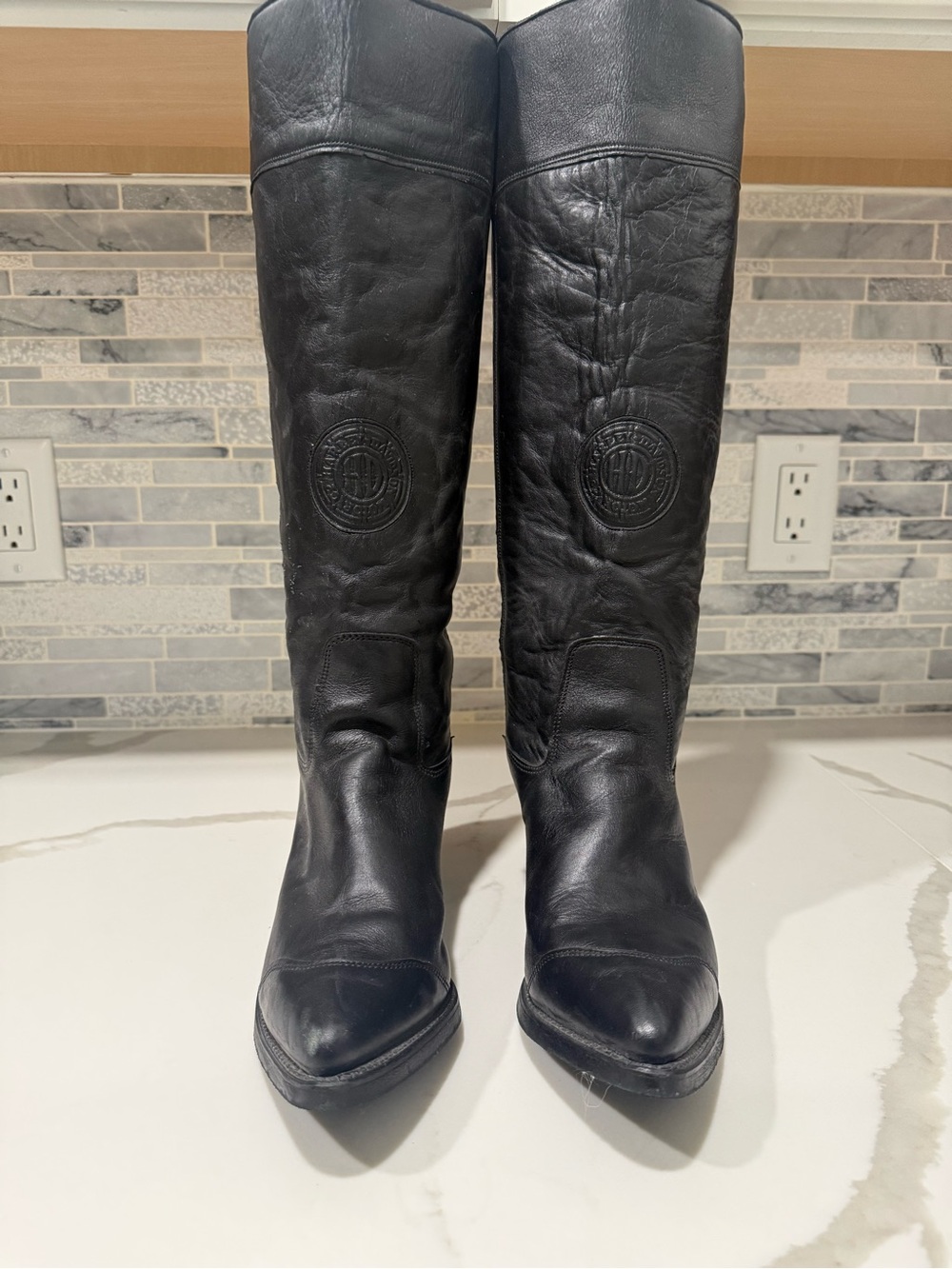Vintage Harley Davidson Leather Knee-High Riding Boots-Size 8
